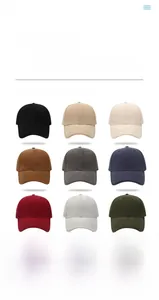 Detail display of nine various colors for the plain hard top baseball cap collection