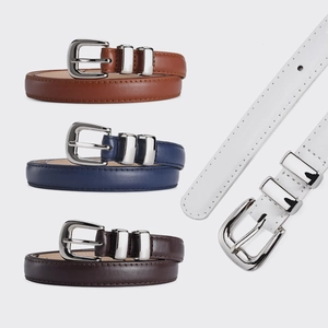 Fashionable PU Leather Skinny Belt For Women Candy Colored Slim Waistband With Silver Alloy Pin Buckle For Dress Jeans