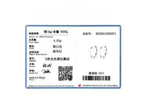 Detailed authenticity certificate for 925 sterling silver earrings weighing 4.83g