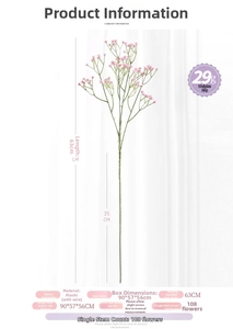 Detailed view of pink artificial baby's breath flower with a 63cm height and 108 flower heads