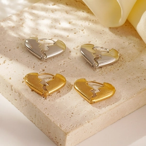 Broken Heart Earrings Stainless Steel Electroplated High Polish Niche Design Cool Style Jewelry Gift For Women