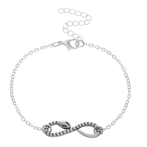 Gothic titanium steel snake chain bracelet with textured infinity serpent charm and clasp