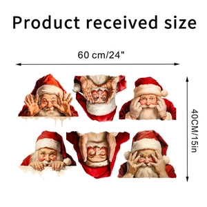 Detailed dimensions of Christmas Santa wall stickers set measuring 60x40cm with 6 patterns
