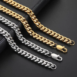 Cuban link necklaces in 18k gold and silver stainless steel with lobster clasps