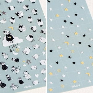 5D Nail Art Stickers Embossed Cartoon Sheep Stars Moon Patterns Self Adhesive Manicure Decoration For DIY Nail Design Women