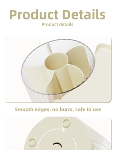 Close-up of rotating organizer featuring smooth edges and 360-degree swivel base mechanism