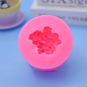 Pink round flower silicone mold for DIY baking cake fondant chocolate and soap making