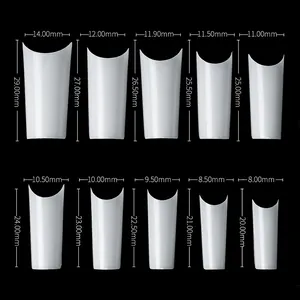 Gedetailleerde maattabel voor 10 stuks lange ballerina kunstnagels tips voor manicure
