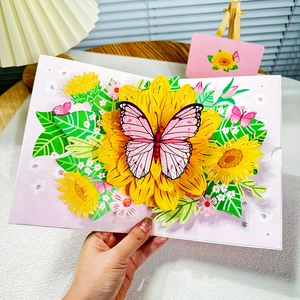 3D Pop Up Greeting Card Laser Cut Paper Flower Butterfly Handmade Birthday Anniversary Mothers Day Wedding Cards