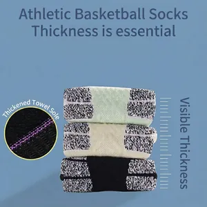 Thickened basketball socks with cushioned towel sole for impact protection and comfort