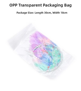 Detailed view of 30x18cm transparent OPP packaging bag for moon dreamcatcher pendant
