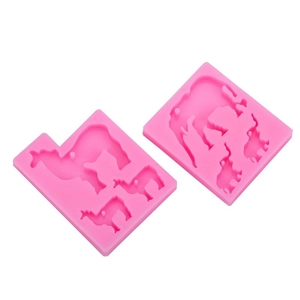 Rosa Silikonform-Set mit Einhorn- und Pferdeformen für Seifen- und Harz-Handwerk