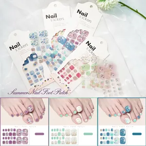 Glitter crystal foot nail stickers with shiny ice-through effect for summer DIY manicure