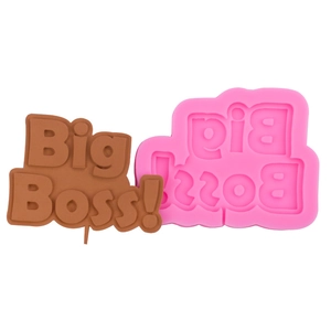 Pink silicone mold for Big Boss chocolate letter cake toppers and clay crafts