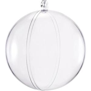 Clear fillable acrylic ornament ball with hanging loop for Christmas DIY decorations