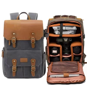 Waterproof canvas photography backpack with large capacity storage for DSLR and drones