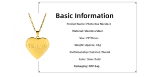 Detailed view of 29mm heart locket pendant in polished gold stainless steel