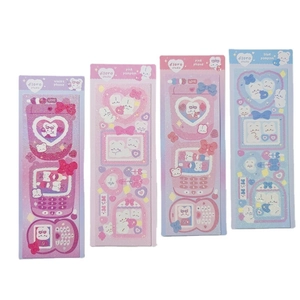 Kawaii Korean laser stickers set featuring retro phones and bears for scrapbooking