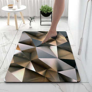 Detail of 3D geometric diatom mud bath mat with non-slip texture and quick dry surface