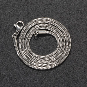 Professional silver 2mm round snake chain necklace made of stainless steel with lobster clasp