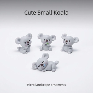 Set mit vier süßen Koala-Harzfiguren für DIY-Feengärten und Mikrolandschaftsdekorationen