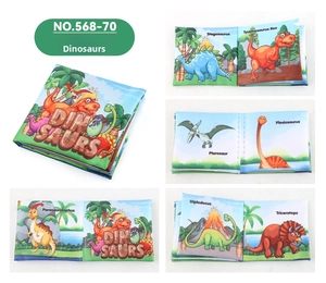 Vues détaillées du livre en tissu dinosaure souple pour l'éducation des tout-petits