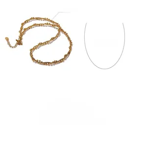 Detail of PVD gold plated stainless steel snake bead and wrap chain showing the extension