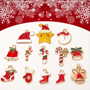 Christmas alloy charms set with Santa, bells, and socks for festive DIY jewelry making