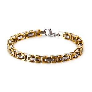 Byzantine chain bracelet in gold and silver stainless steel with lobster clasp