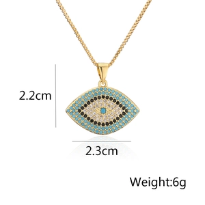 Detailed view of evil eye pendant with dimensions 2.2cm x 2.3cm and weight 6g
