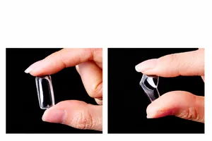Macro shot showing high flexibility and seamless folding of clear ultra-thin nail tips