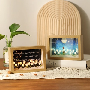 Cornice per foto con luce notturna a tulipano fai-da-te fatta a mano con fiori a LED