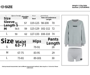 Tableau des tailles pour ensemble sweat ample et short moulant avec dimensions