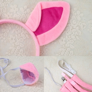 Cute pink plush pig costume set with pig ears headband snout and tail accessories