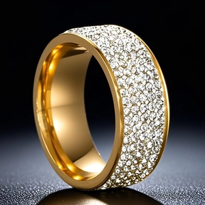 Wide Band Ring Stainless Steel Multi Row Pave Set Rhinestone Luxury Non Fading Jewelry For Women Men