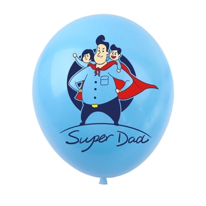 Blue Super Dad latex balloon for Father's Day party decorations and family celebrations