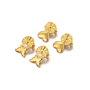 Golden butterfly and heart shaped stainless steel earring backs for jewelry making