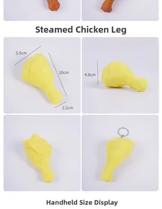 Makroaufnahme des 10cm PVC-Hähnchenkeule-Modells als Schlüsselanhänger mit Maßen