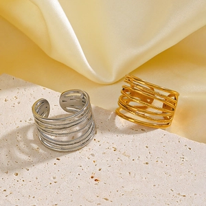 French vintage multilayer wire wrapped rings in gold and silver finish for women