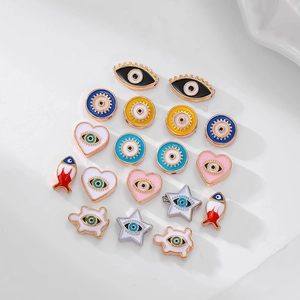 Colorful evil eye alloy enamel charms in heart star and fish shapes for DIY jewelry making