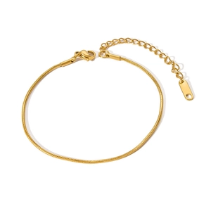 Detail of 18k gold plated stainless steel snake chain bracelet with adjustable clasp