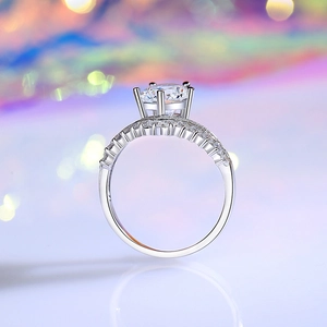 Elegant 925 sterling silver princess crown ring with moissanite center stone for women
