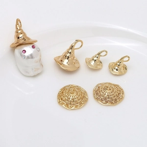Witch Hat Artificial Pearl Ghost Charms Metal Hollow Filigree Pendants For DIY Jewelry Making Halloween Baroque Style Necklace Accessory