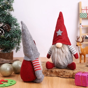 Dettagli del set di gnomi natalizi in peluche con barbe finte e cappelli con stelle