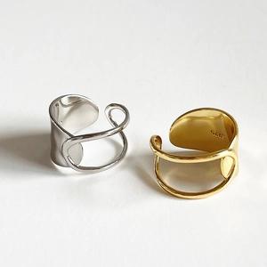 Minimalist S925 sterling silver intertwining open rings in silver and gold finishes