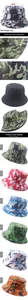 Detailed view of camouflage bucket hat dimensions including 58cm circumference and 6cm brim