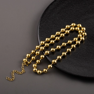 Minimalist Ball Chain Necklace Stainless Steel 18K Gold Plated High Polish Adjustable Clavicle Chain For Men Women