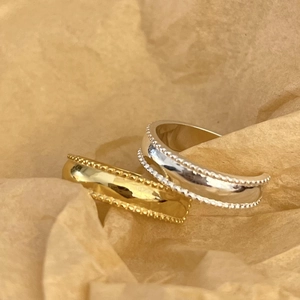 925 Sterling Silver Ring Minimalist Beaded Edge Smooth Surface Adjustable Open Finger Jewelry For Women