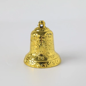 Golden Christmas bell with embossed floral patterns for tree decoration and ornaments