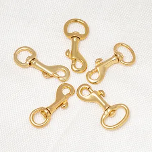 Set of 5 polished brass swivel lobster clasps for DIY bags and pet leashes